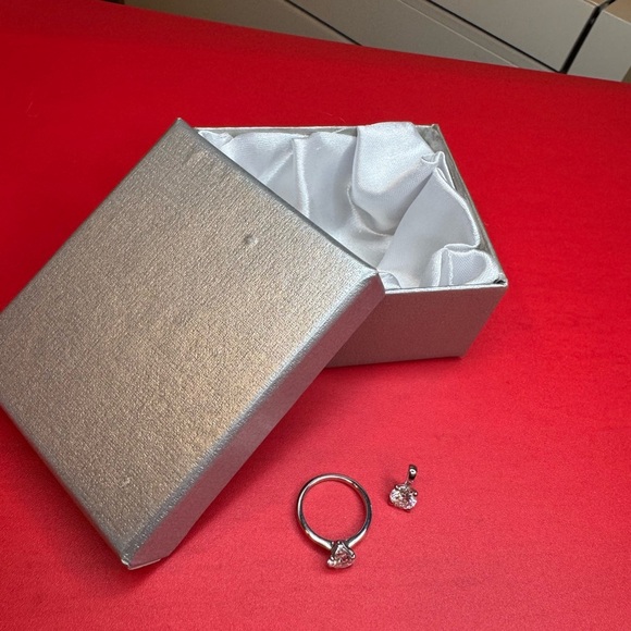 Moissanite 1.90 ctw Solitaire Ring (Size 5.0) and Pendant - Picture 5 of 5